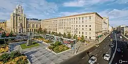 Triumfalnaya square, view to the 1st Tverskaya-Yamskaya Street, Pekin hotel and Mayakovsky statue