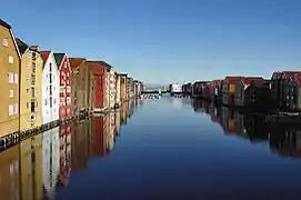 Traditional buildings along Nidelva