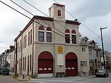 Troy Hill Fire Station#39, built in 1901, at the corner of Ley and Froman Streets.  As of 2013, no longer a firehall, but used by the City as home of the Police Bureau's Commercial Vehicle Enforcement division.