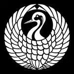 Crane crest of Mori clan (similar to Japan Airlines)