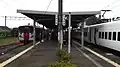 View of the platform and tracks. Note the many sidings to the left.