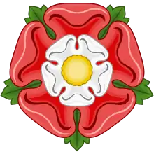 The Tudor rose is a combination of the red rose of Lancaster and the white rose of York