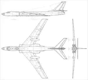 Orthographic projection of the Tupolev Tu-16.