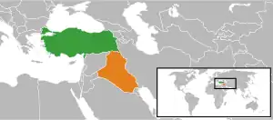 Map indicating locations of Turkey and Iraq