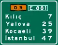 A Turkish motorway sign