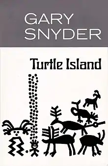 Book cover of Turtle Island by Gary Snyder, designed by Gertrude Huston.