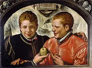 Two Young Men,  Crispin van den Broeck (Dutch), ca. 1590; Oil on panel; Fitzwilliam Museum, Cambridge.