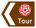 Direction along a route passing through places of interest recognised by a regional tourist