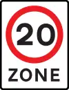 Entrance to a 20 miles per hour speed limit zone