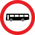 Buses prohibited. This sign may additionally display an exception plate (for example: 'Except for access')