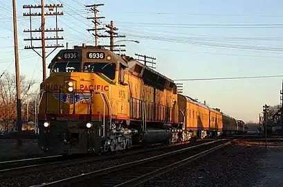 Union Pacific #6936 is the only DDA40X still in service with Union Pacific Railroad, though it is mostly used to haul excursions.