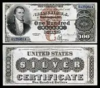 $100 Silver Certificate, Series 1880, Fr.340, depicting James Monroe