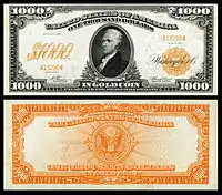 $1,000 Gold Certificate, Series 1907, Fr.1219, depicting Alexander Hamilton