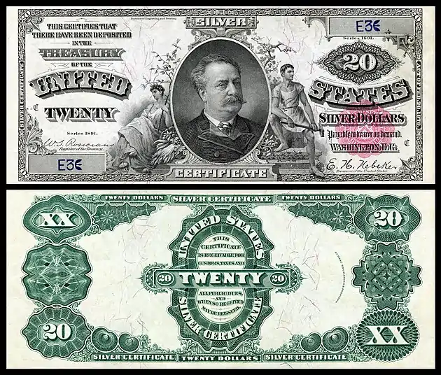 $20 Silver Certificate, Series 1891, Fr.317, depicting Daniel Manning