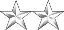 Two white metal stars in a horizontal row