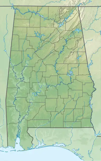 Location of Bankhead Lake in Alabama, USA.