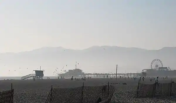 Santa Monica beach and pier from Venice, 2004