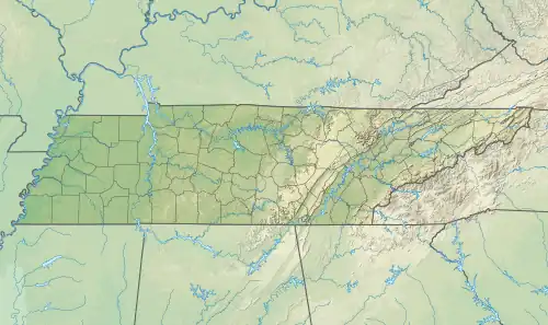 Location of Tims Ford Lake in Tennessee, USA.