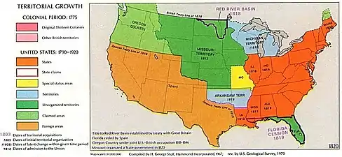 Image 34Map of the United States showing Arkansaw Territory, 1820 (from History of Arkansas)