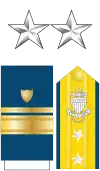 The collar stars, shoulder boards, and sleeve stripes of a U.S. Coast Guard rear admiral