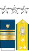 The collar stars, shoulder boards, and sleeve stripes of a United States Coast Guard vice admiral