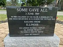 USS Frank E. Evans memorial - small tablet back with Illinois sailors