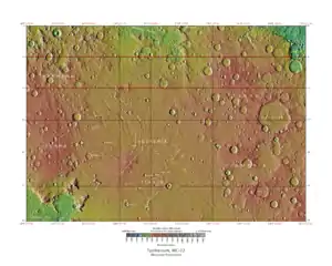 Topographical map of Mare Tyrrhenum quadrangle