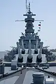 USS Alabama's forward guns and deck in 2008