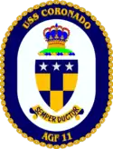 The ship's crest of USS Coronado (AGF-11)