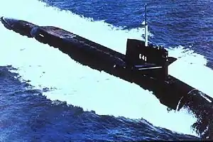 Simon Bolivar (SSBN-641) underwaying, c. 1 February 1991.