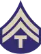 The T/5 insignia of a letter "T" below two chevrons.