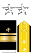 The collar stars, shoulder boards, and sleeve stripes of a U.S. Public Health Service Commissioned Corps rear admiral