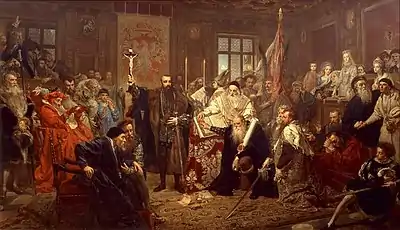 Image 24Union of Lublin of 1569, oil on canvas by Jan Matejko, 1869, 298×512 cm, National Museum in Warsaw (from History of Belarus)