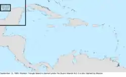 Map of the change to the United States in the Caribbean Sea on September 13, 1880