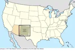 Map of the change to the United States in central North America on January 6, 1912