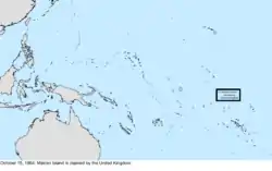 Map of the change to the United States in the Pacific Ocean on October 15, 1864