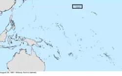 Map of the change to the United States in the Pacific Ocean on August 28, 1867