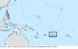 Map of the change to the United States in the Pacific Ocean on February 19, 1900