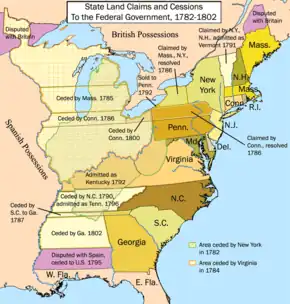 Image 17Map of the original 13 colonies and their territories. Note that Michigan was the object of multiple claims. (from History of Michigan)