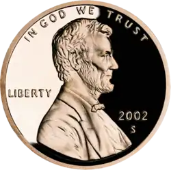 Cameo proof Lincoln cent, obverse