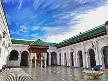 Image 26Present-day courtyard of the Al-Qarawiyyin Mosque in Fes, established by Fatima al-Fihri in the 9th century (from History of Morocco)