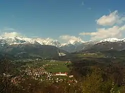 Kamnik's northern suburbs with the Kamnik–Savinja Alps in the background