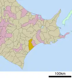 Location of Urahoro in Hokkaido (Tokachi Subprefecture)