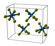 Ball-and-stick model of the unit cell of uranium hexafluoride