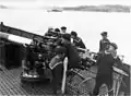 A 102mm gun aboard the Finnish gunboat Uusimaa.