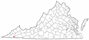 Location of Hiltons, Virginia