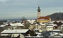 Vachendorf with the Church of the Assumption of the Virgin Mary