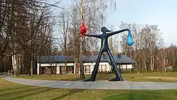 Sculpture near Valčiūnai firefighter school