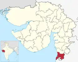 Location of Valsad district in Gujarat