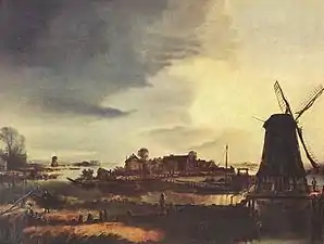 van der Neer - Landscape with Windmill